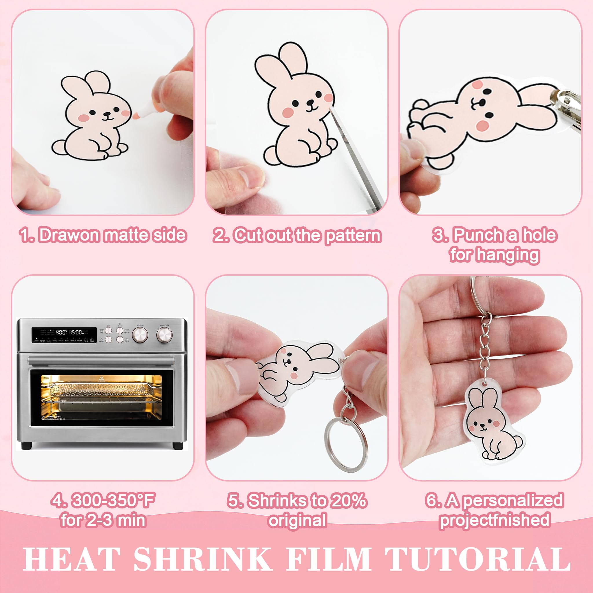 50 Transparent Shrink Plastic Sheets – 5.8x4.1 Inches for DIY Keychains and Crafts