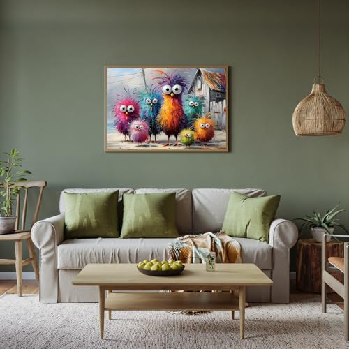500-Piece Chicken Jigsaw Puzzle – Beach Coop Scene with Lettered Backs and Poster