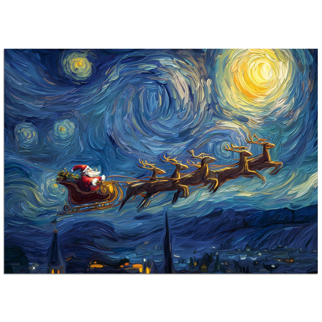 500-Piece Christmas Jigsaw Puzzle: Santa’s Sleigh Under a Starry Night – 21x15 Inches, Eco-Friendly & Numbered Back