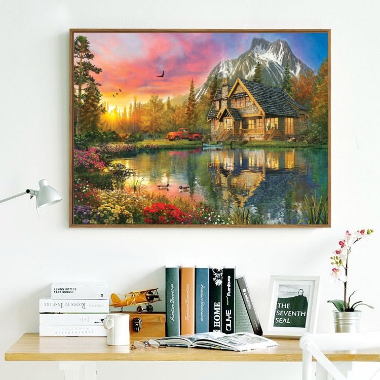 500 Piece Jigsaw Puzzle for Adults – Lakes and Mountains, 20.5 x 15 Inches, with Poster