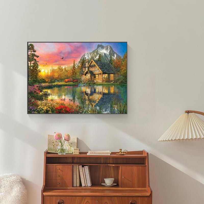 500 Piece Jigsaw Puzzle for Adults – Lakes and Mountains, 20.5 x 15 Inches, with Poster