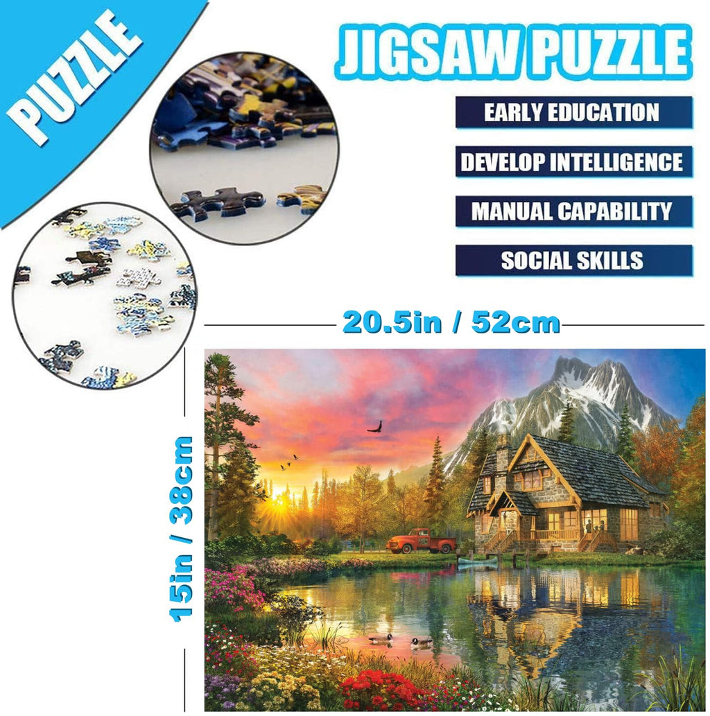 500 Piece Jigsaw Puzzle for Adults – Lakes and Mountains, 20.5 x 15 Inches, with Poster