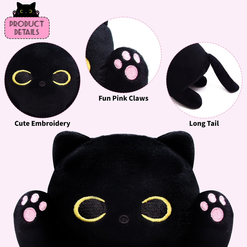 50CM Long Black Cat Plush – Soft Kitten Plushie for Halloween, Stress Relief & Decor