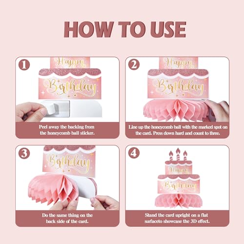 50th Birthday Table Decorations for Women – 9-Piece Rose Gold & Pink Glitter Honeycomb Centerpieces by TMTECHJS