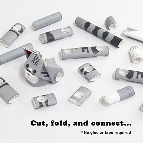 PIPEROID Silver Tabby Cat – Japanese 3D Paper Puzzle | DIY Origami Kit for Kids & Adults