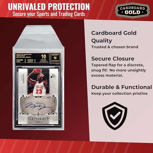 Cardboard Gold BGS Graded Card Sleeves | 50 Crystal Clear Resealable Slab Protectors – Precision Cut for Beckett Slabs