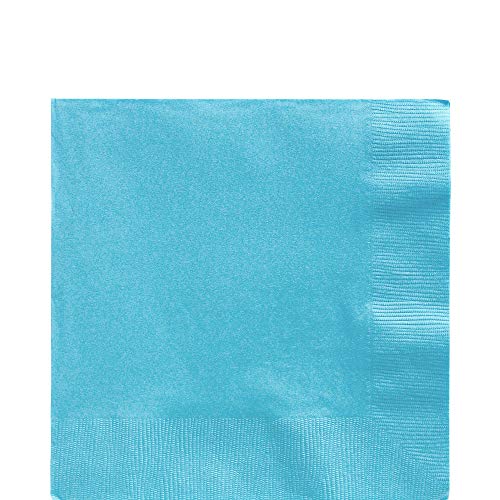 Amscan Caribbean Blue Party Napkins - 100 Count, 2-Ply Luncheon Napkins, 6.5 x 6.5 in.