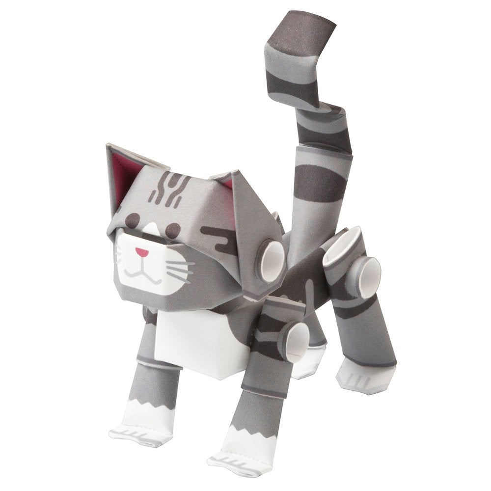 PIPEROID Silver Tabby Cat – Japanese 3D Paper Puzzle | DIY Origami Kit for Kids & Adults