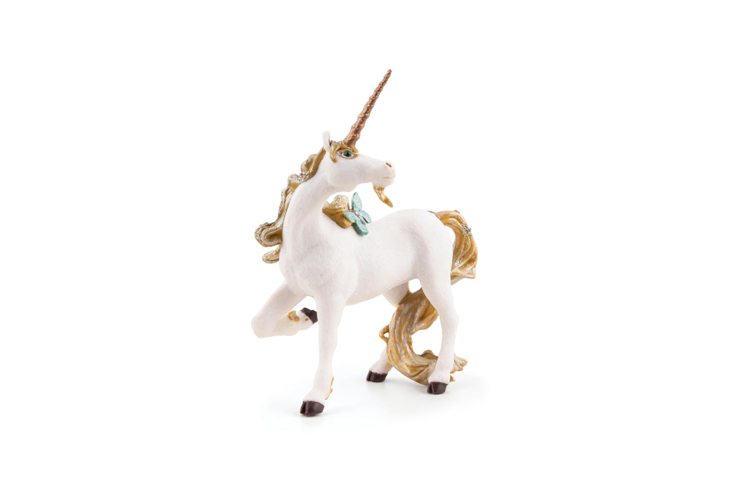 Papo Hand-Painted Unicorn Toy Figure – 5-Inch Collectible with Golden Horn & Butterfly Detail