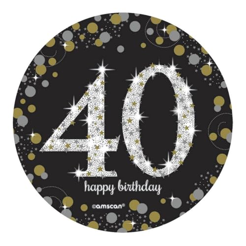 Amscan 18 Inch Gold & Silver Foil 40th Birthday Centerpiece - Elegant Party Decor