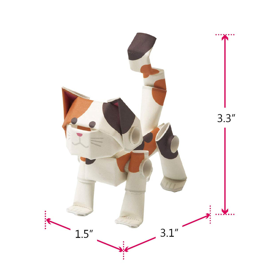 Build a Movable Calico Cat with PIPEROID Japanese 3D Paper Puzzle Kit – DIY Origami Fun for Kids & Adults