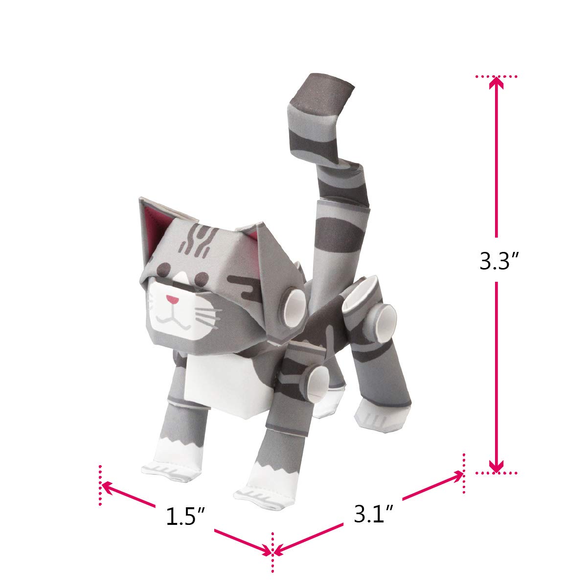 PIPEROID Silver Tabby Cat – Japanese 3D Paper Puzzle | DIY Origami Kit for Kids & Adults