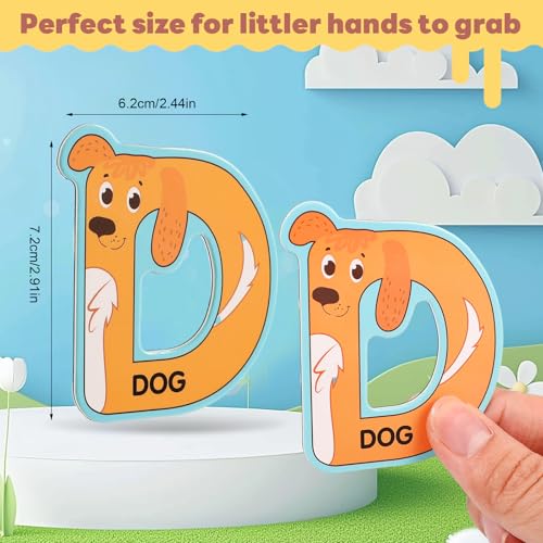 52-Piece Animal Alphabet Magnets Set – 26 Animals & 26 Letters for Toddlers (Ages 3-5) | FSC-Certified Paper