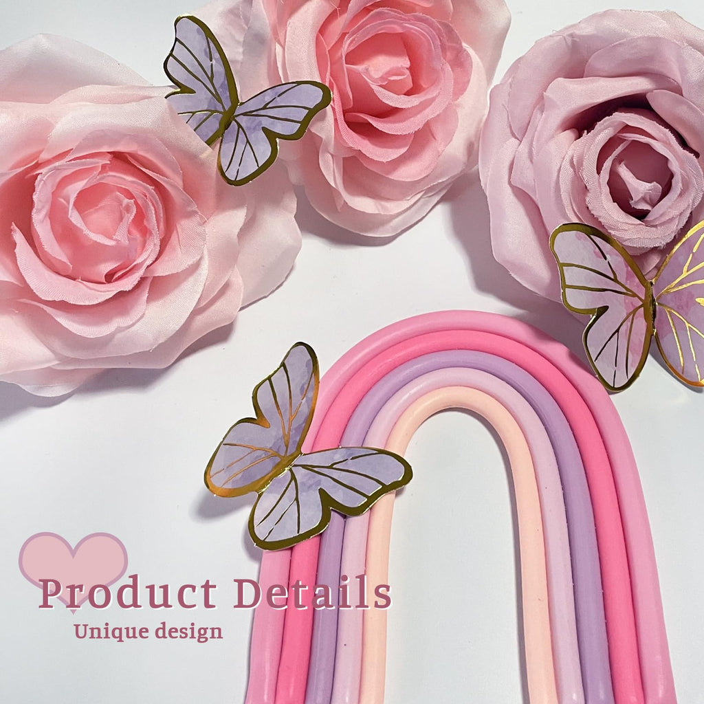 52-Piece Rainbow Cake Topper Set with Butterflies, Balls & Flowers – SONICEBUY Party Decorations