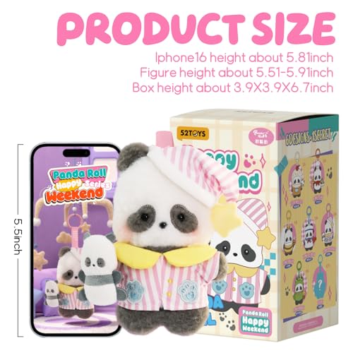52TOYS Panda Roll Happy Weekend Series Blind Box Plush Toy – Random Soft Collectible Figure, 5.5–5.9 Inches
