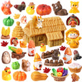 55-Piece Fall Resin Figurines Set - Mini Pumpkins, Leaves, Ducks & More for Thanksgiving Decor, Dollhouse, Party Favors