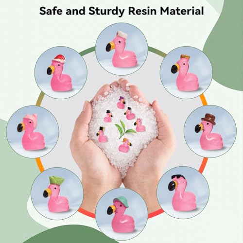 56 Mini Resin Flamingos with Suitcases – Solar Glow Fairy Garden Decor by Breelytic