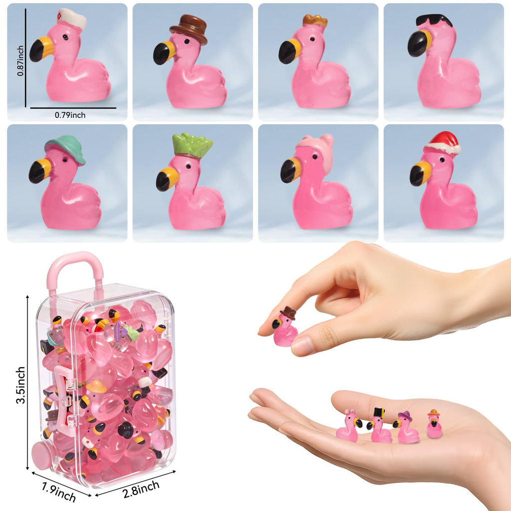 56 Mini Resin Flamingos with Suitcases – Solar Glow Fairy Garden Decor by Breelytic