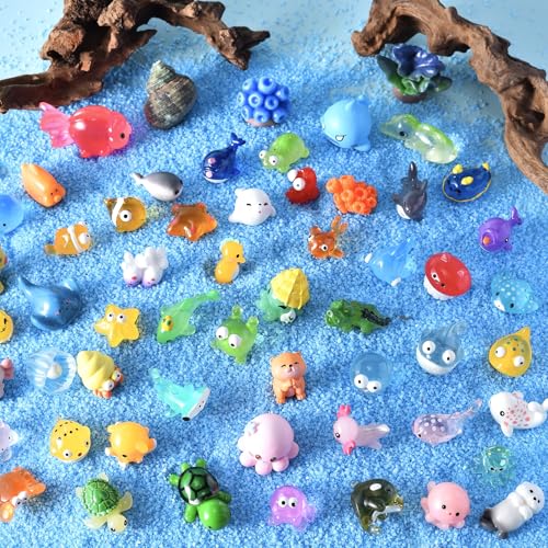 56-Piece Mini Ocean Resin Animals Set – Tiny Sea Creatures for Fairy Gardens, Fish Tanks, and DIY Crafts