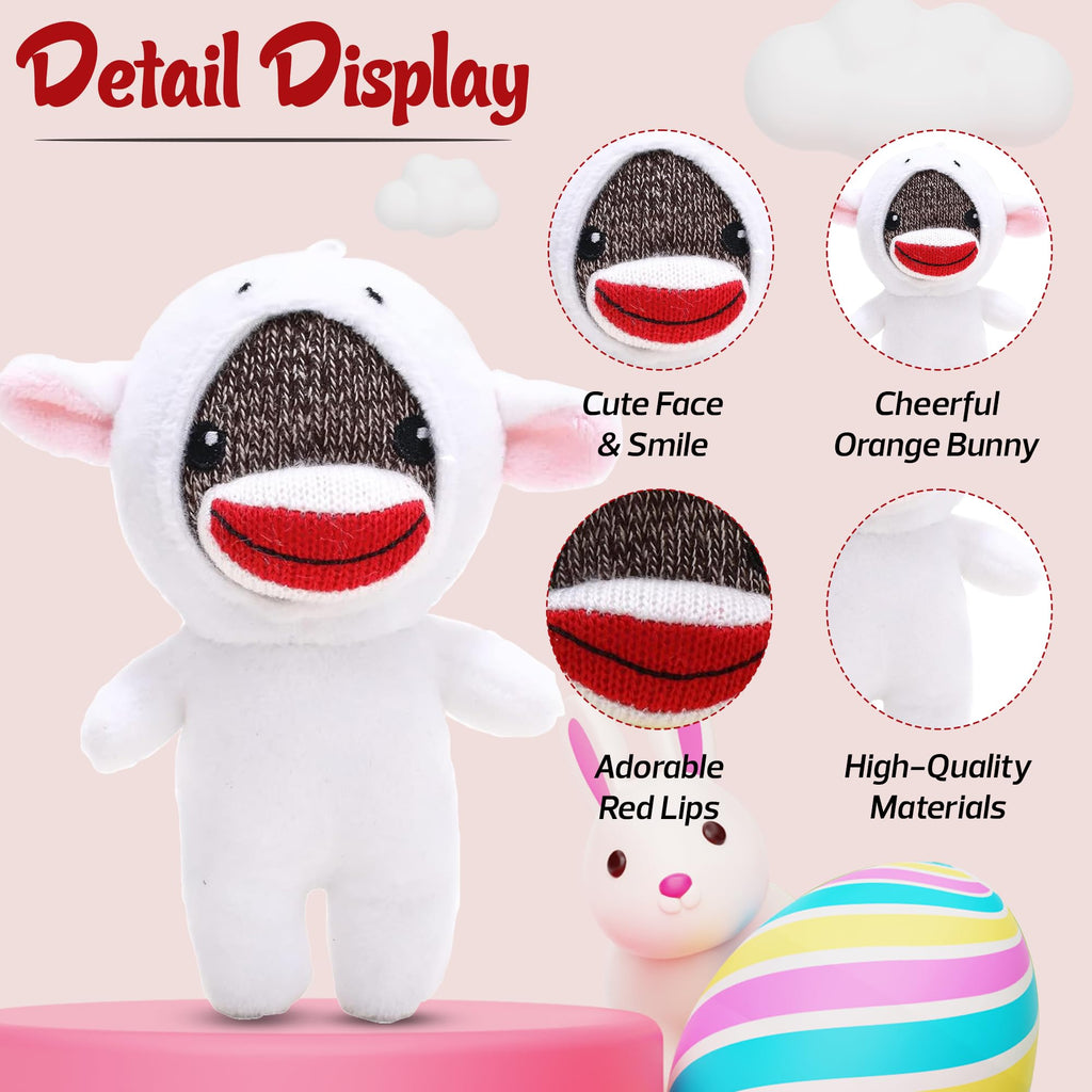 6-Inch Easter Sock Monkey in Sheep Costume – Soft Plush with Hidden Surprise by Made By Aliens