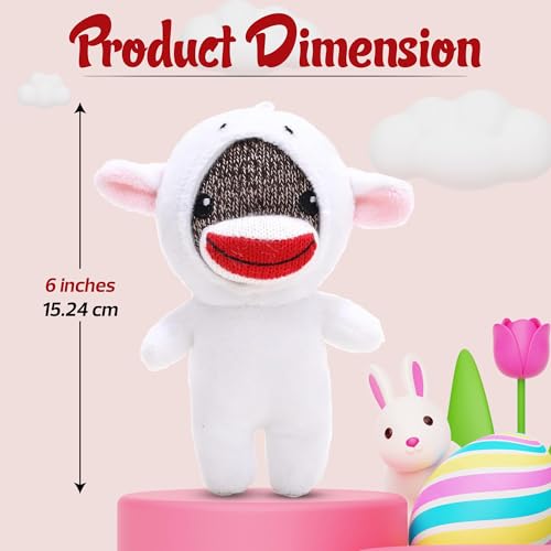 6-Inch Easter Sock Monkey in Sheep Costume – Soft Plush with Hidden Surprise by Made By Aliens