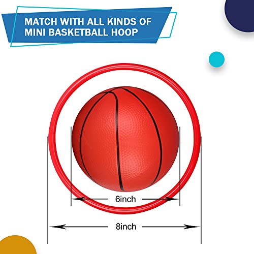 6 Inch Mini Basketballs for Mini Hoops - 3 Pack with Pump, Soft PVC, Rainbow Colors - Amarlozn