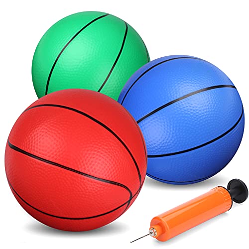 6 Inch Mini Basketballs for Mini Hoops - 3 Pack with Pump, Soft PVC, Rainbow Colors - Amarlozn