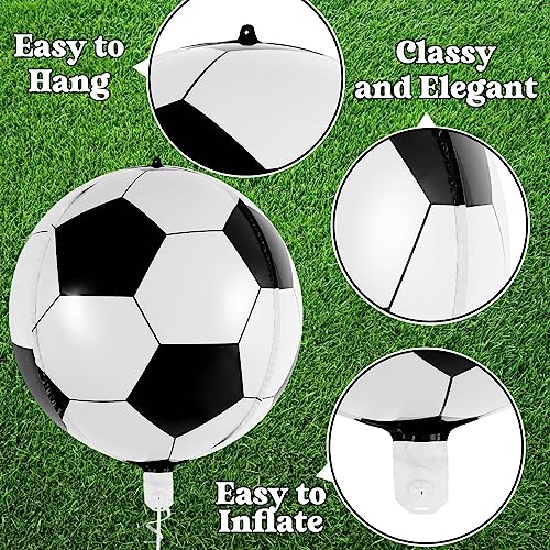 6 Pack 22 Inch Foil Soccer Balloons with Ribbon – Reusable Mylar Balloons for Soccer Themed Parties