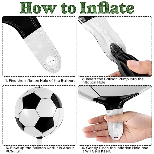 6 Pack 22 Inch Foil Soccer Balloons with Ribbon – Reusable Mylar Balloons for Soccer Themed Parties
