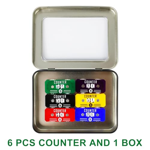 6-Pack Acrylic Life Counter Set with Magnetic Dial and Metal Box for MTG D&D Tabletop Games