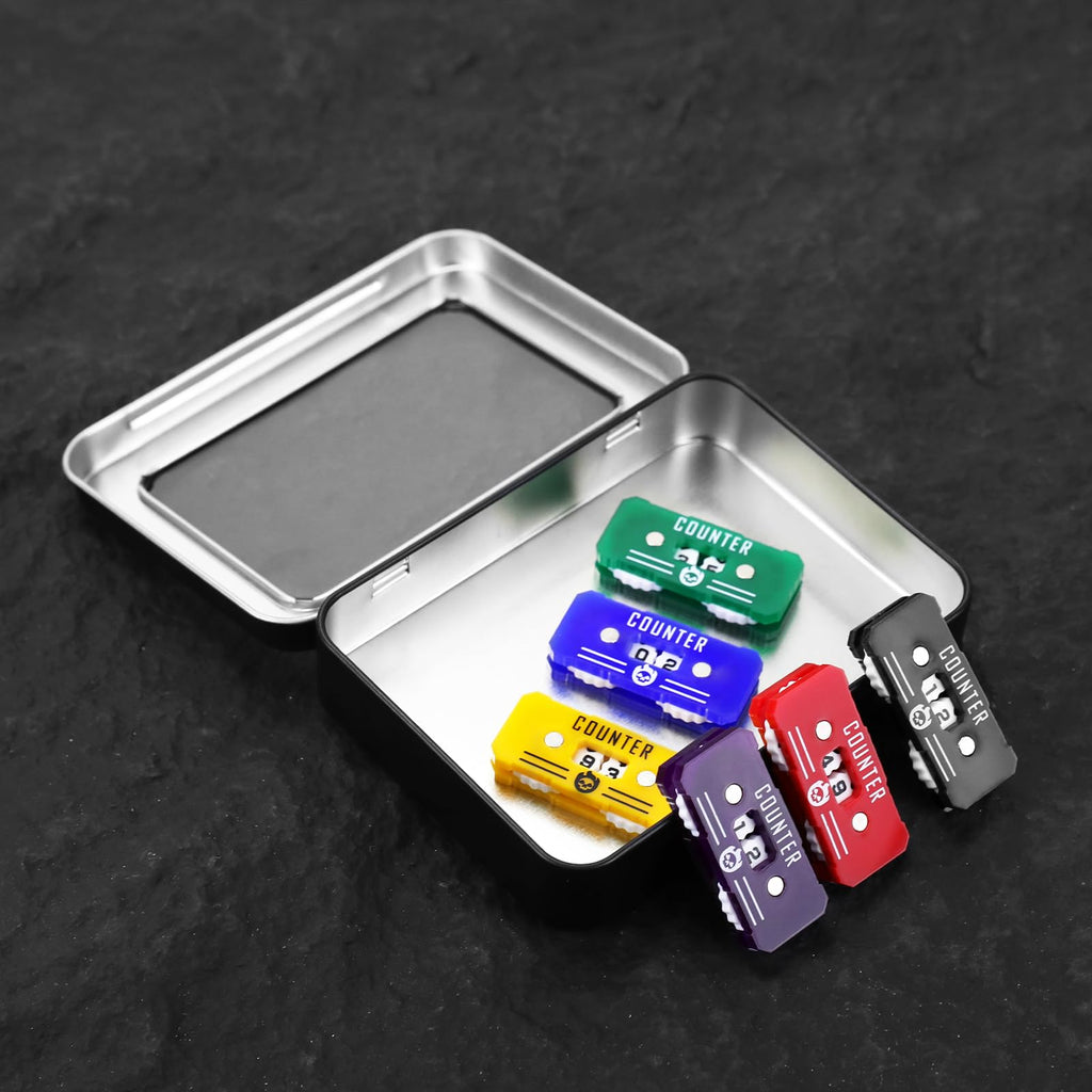 6-Pack Acrylic Life Counter Set with Magnetic Dial and Metal Box for MTG D&D Tabletop Games