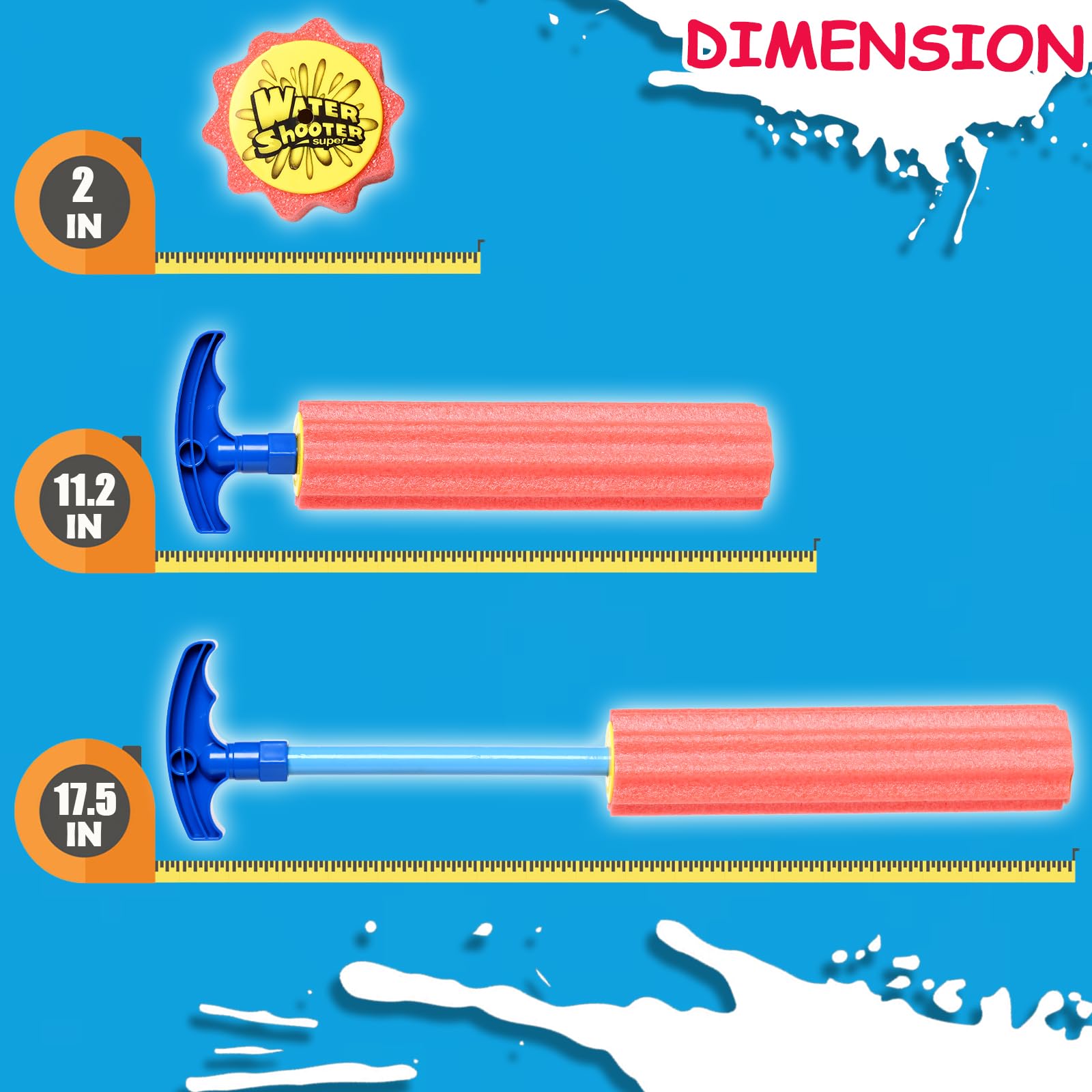 6-Pack Foam Water Blaster Soaker Guns for Kids & Adults – 33ft Range, Soft Foam, Multicolored