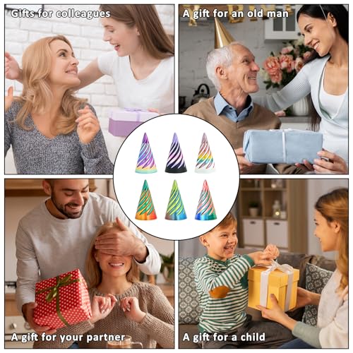 6-Pack Impossible Cone Fidget Toys – 3D Printed Spiral Pyramid Passthrough Sculptures, Stress Relievers for Adults & Kids (6 Colors)
