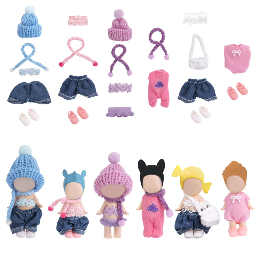 6-Pack Mini Doll Clothes for 3-Inch Dolls – Goktvai Adorable Outfits Set