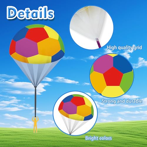 6-Pack Outdoor Parachute Toys with Colorful Patterns and Small Figures for Kids Ages 3-12