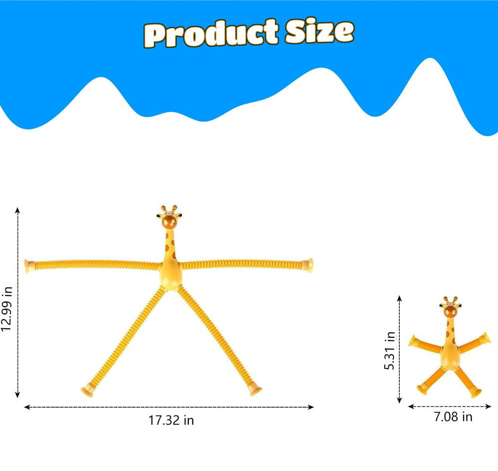 6-Pack Telescopic Suction Cup Giraffe Pop Tubes – Sensory Fidget Toys for Kids, Classroom Prizes & Travel