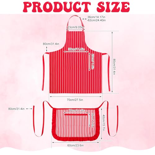 6-Piece 1950s Waiter Costume Kit – Red & White Striped Aprons, Chef Hats & Bow Ties for Themed Parties
