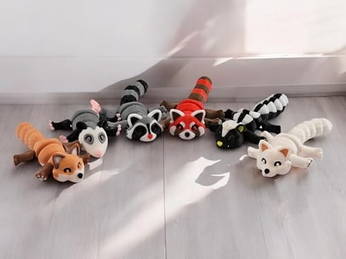 6-Piece Articulated Woodland Animal Set – 3D Printed Mini Figures with Posing Bodies (Raccoon, Fox, Skunk, Possum, Red Panda, Arctic Fox)
