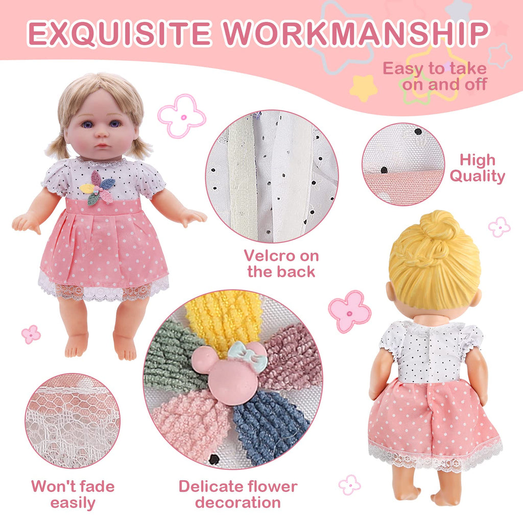 6-Piece Doll Clothes Set for 12-Inch Dolls - 4 Dresses & 2 Jumpsuits, Princess Costumes, YAYYAY