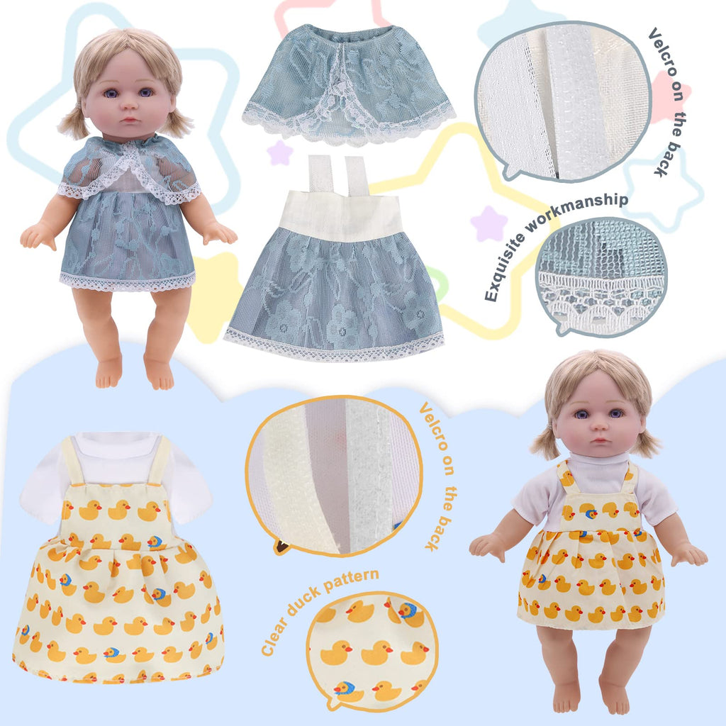6-Piece Doll Clothes Set for 12-Inch Dolls - 4 Dresses & 2 Jumpsuits, Princess Costumes, YAYYAY