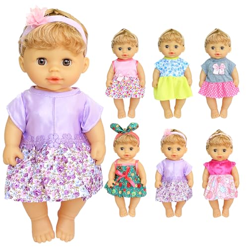6-Piece Handmade Doll Clothes Set for 10-12 Inch Dolls – Velcro & Elastic Closure Outfits in Gift Box