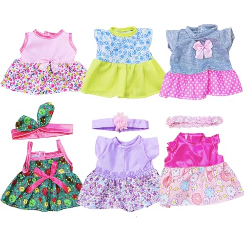 6-Piece Handmade Doll Clothes Set for 10-12 Inch Dolls – Velcro & Elastic Closure Outfits in Gift Box