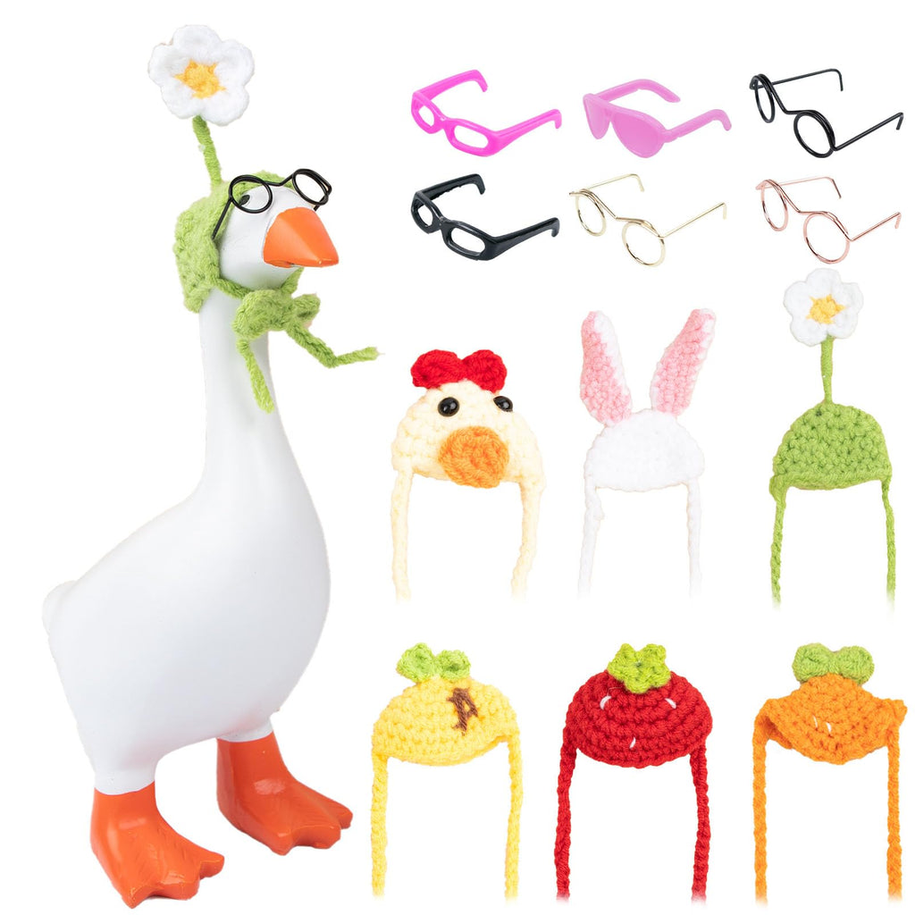 6-Piece Mini Knit Hat and Sunglasses Set for 7-Inch Desk Goose Statues
