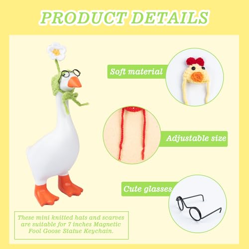 6-Piece Mini Knit Hat and Sunglasses Set for 7-Inch Desk Goose Statues