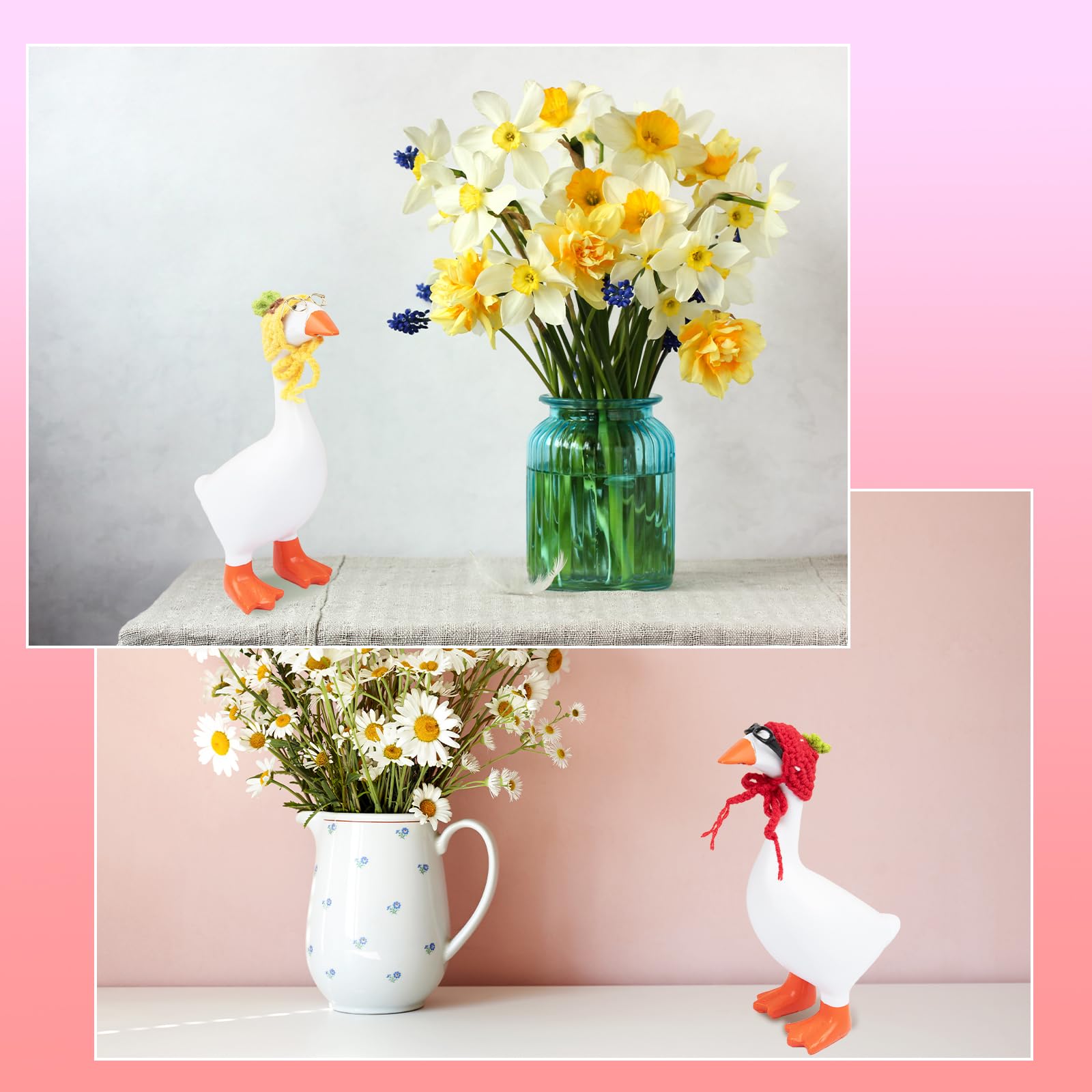 6-Piece Mini Knit Hat and Sunglasses Set for 7-Inch Desk Goose Statues