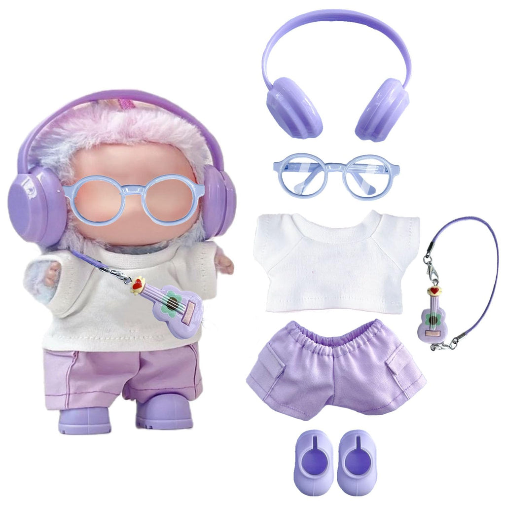 6-Piece Purple Doll Clothes Set for 17cm Dolls – Hand-Knitted Premium Outfit (No Doll)