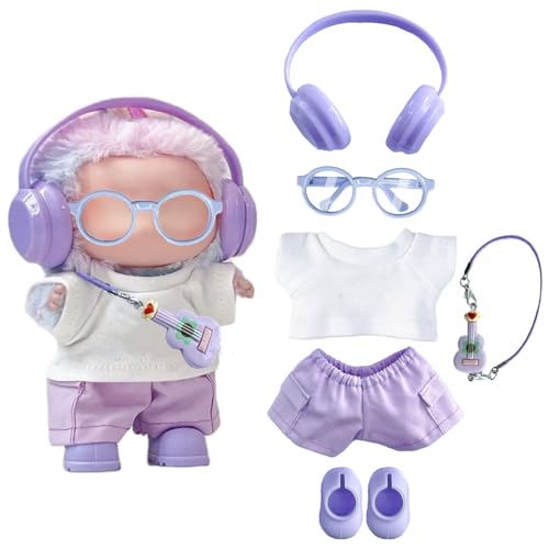 6-Piece Purple Doll Clothes Set for 17cm Dolls – Hand-Knitted Premium Outfit (No Doll)
