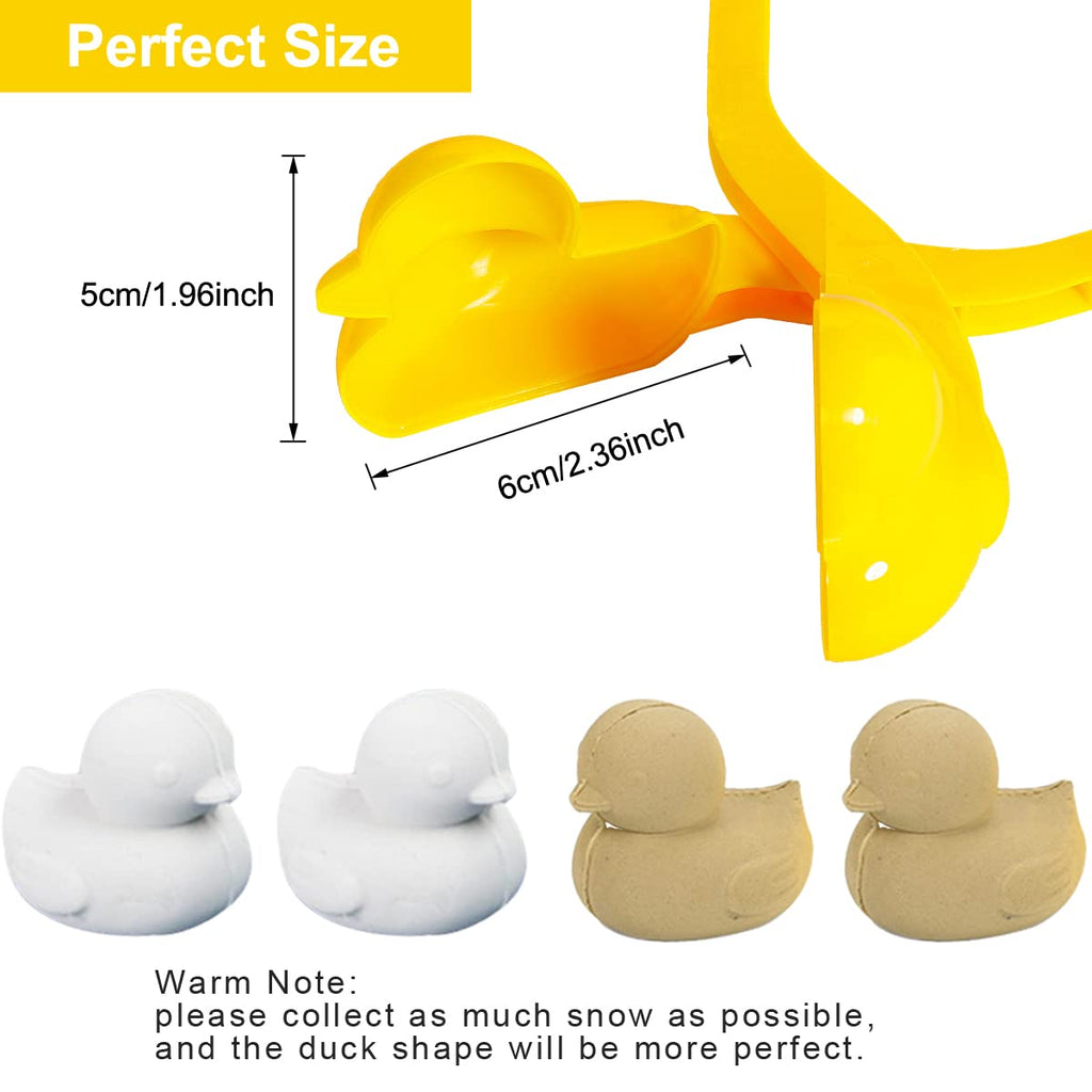 6-Piece Snowball Maker Set - Duck, Bear, Dinosaur Shapes - Outdoor Winter Play Toys for Kids (5 Colors)