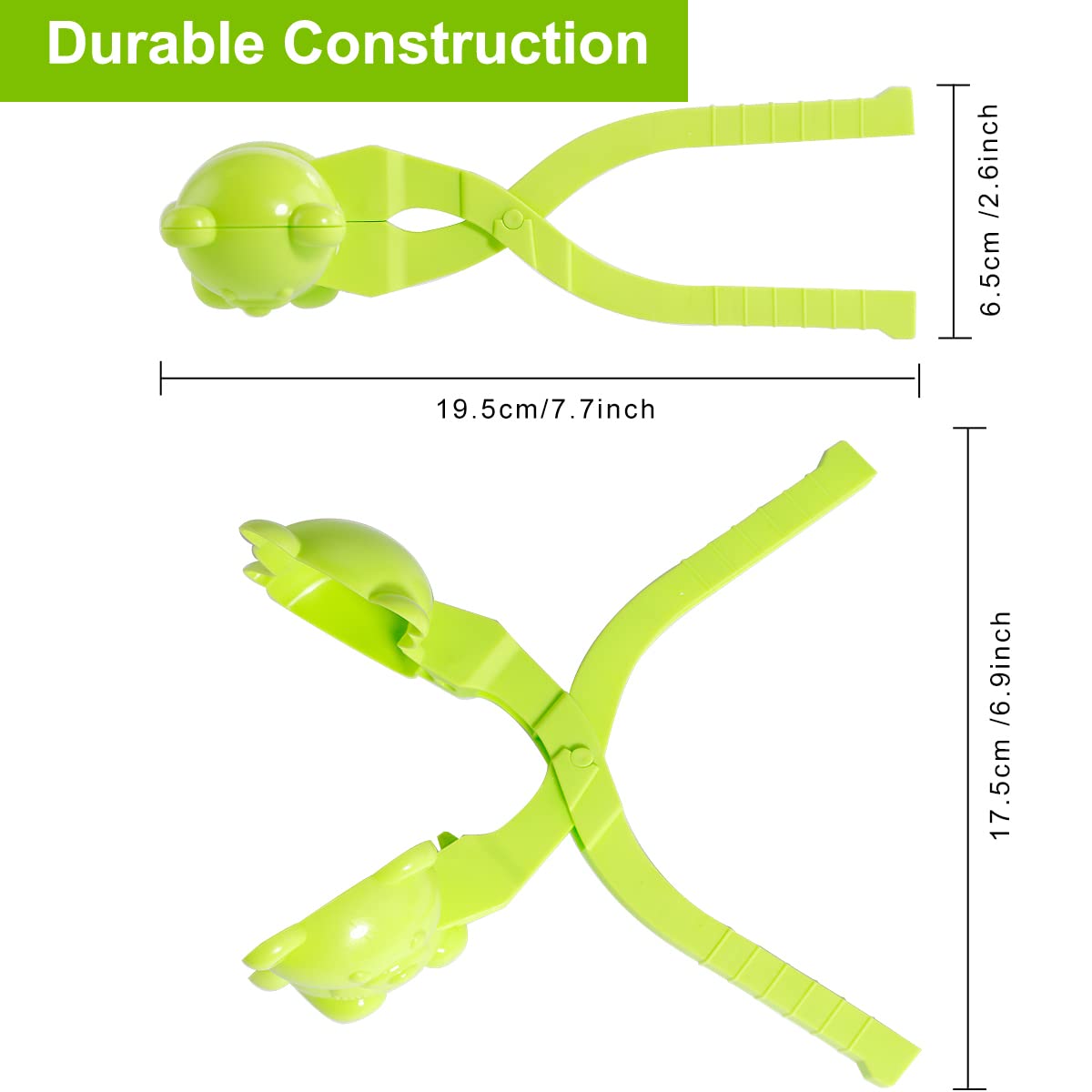 6-Piece Snowball Maker Set - Duck, Bear, Dinosaur Shapes - Outdoor Winter Play Toys for Kids (5 Colors)
