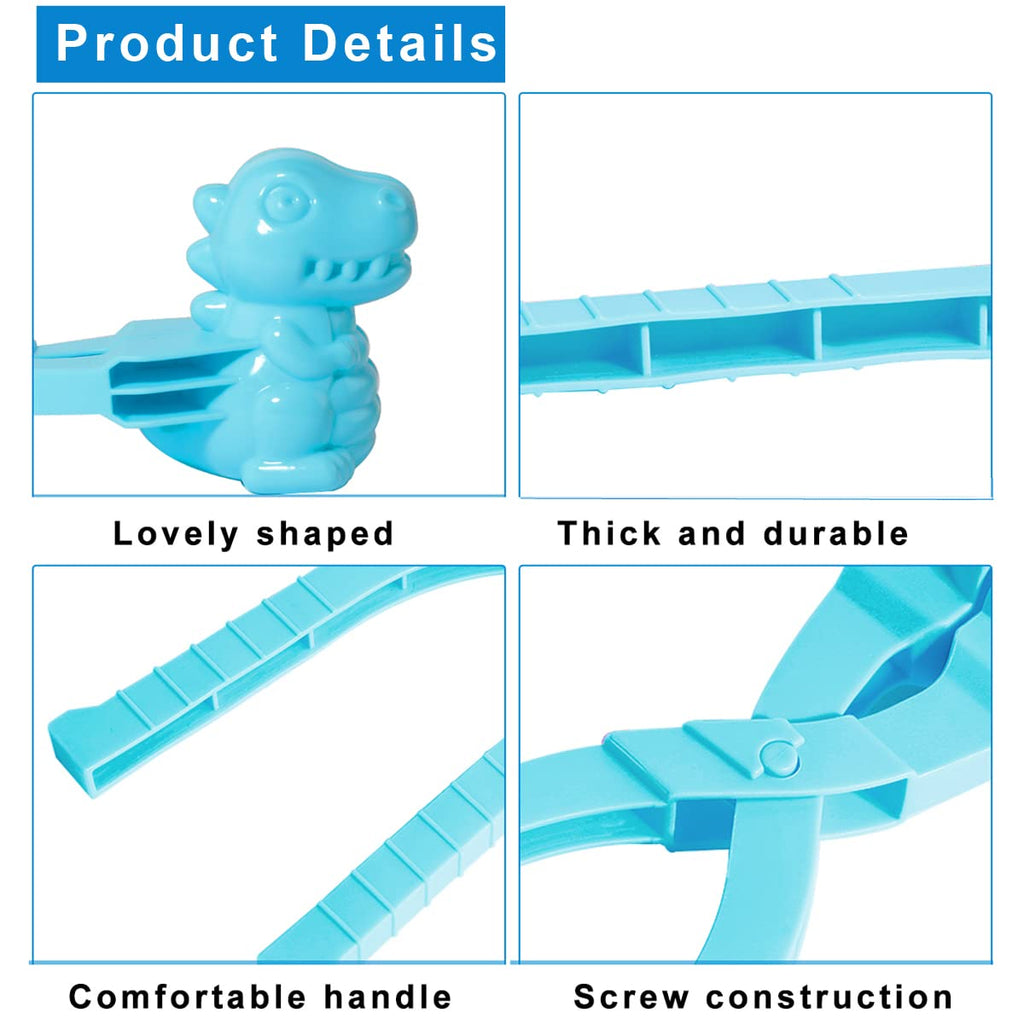 6-Piece Snowball Maker Set - Duck, Bear, Dinosaur Shapes - Outdoor Winter Play Toys for Kids (5 Colors)